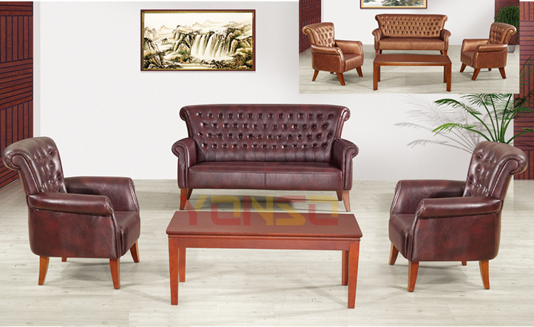 Brown Leather Office Sofa From Foshan Factory