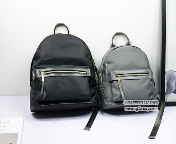 Nylon Waterproof Leather Backpack Travelling Bags for Women Emg4741