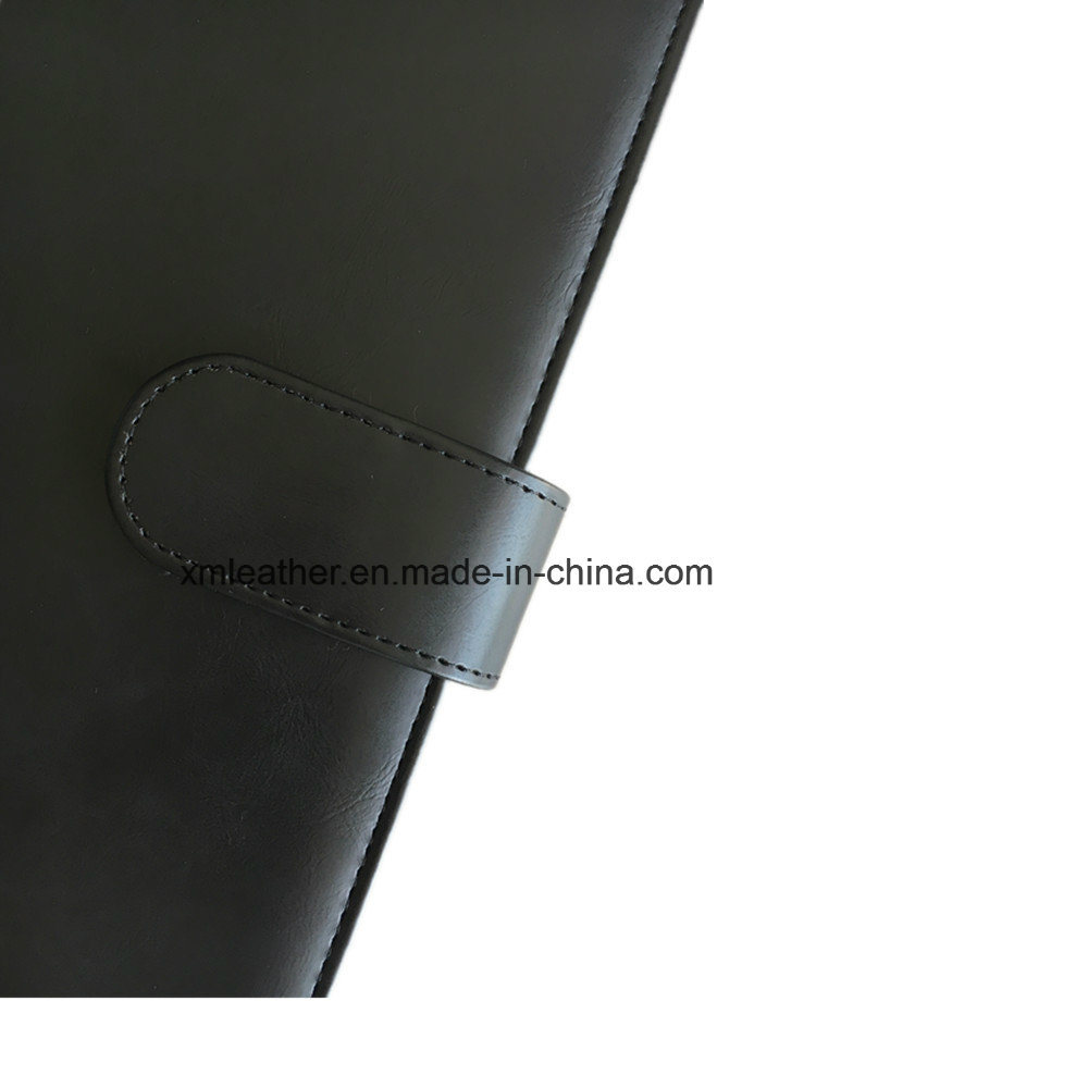 Black A4 Zipper PU Leather File Folder