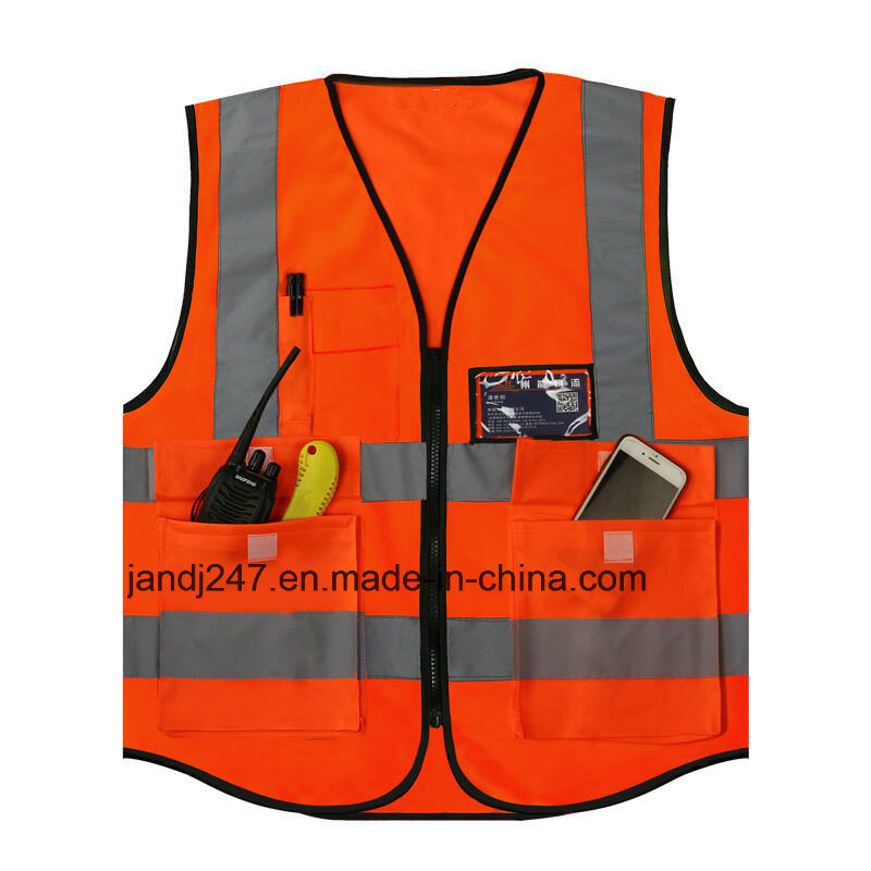 Orange Color Reflective Safety Vest with Reflective Strip