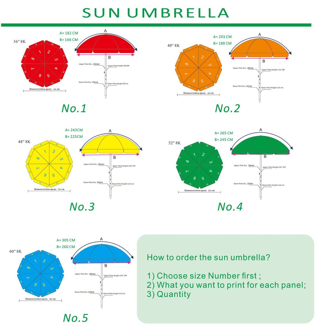 Outdoor Sun Umbrella with Logo Printing for Advertising