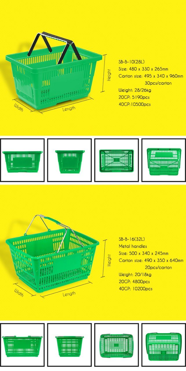 Single Handle Plastic Shopping Basket with Logo Printed