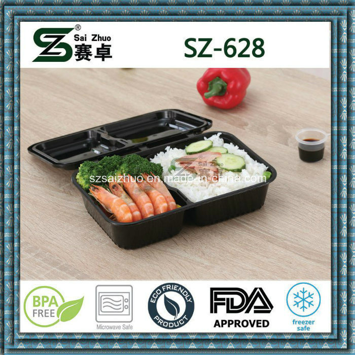 Black Microwavable Disposable Food Container with Hinged Lid