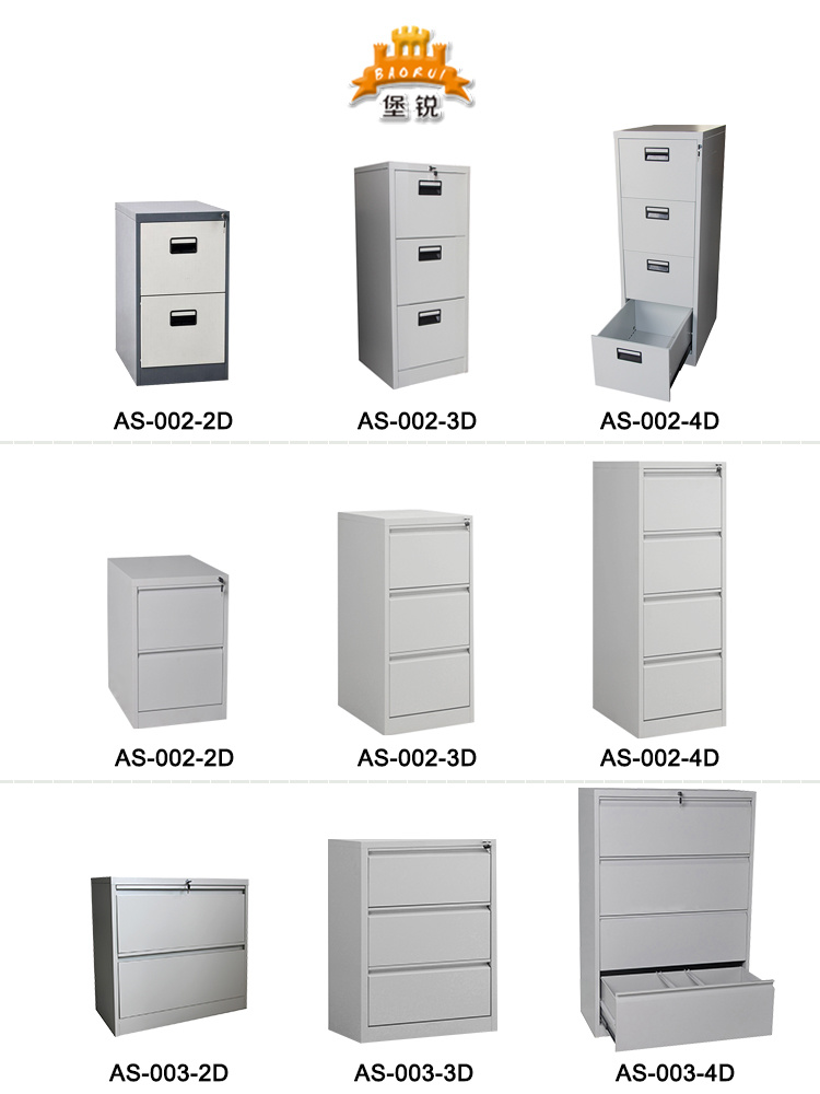 Jas-003-4D Thickness 0.8mm Lockable Steel Lateral Filing Storage Cabinets for Office