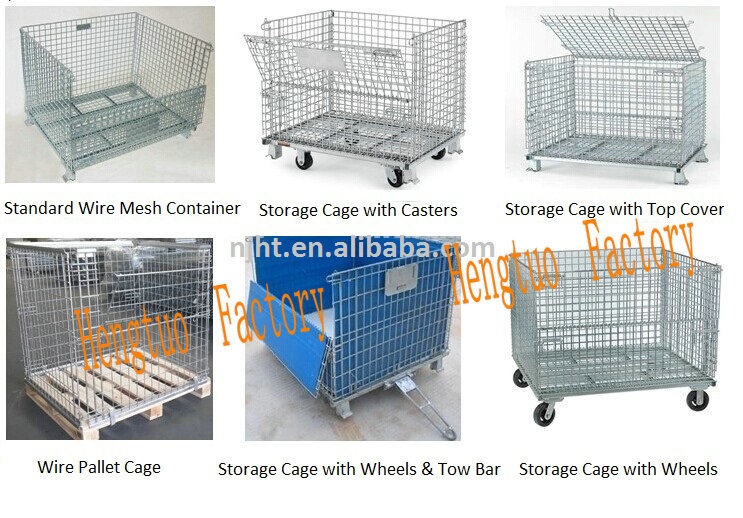 Stackable Warehouse Storage Metal Wire Mesh Roll Cage with Wheels