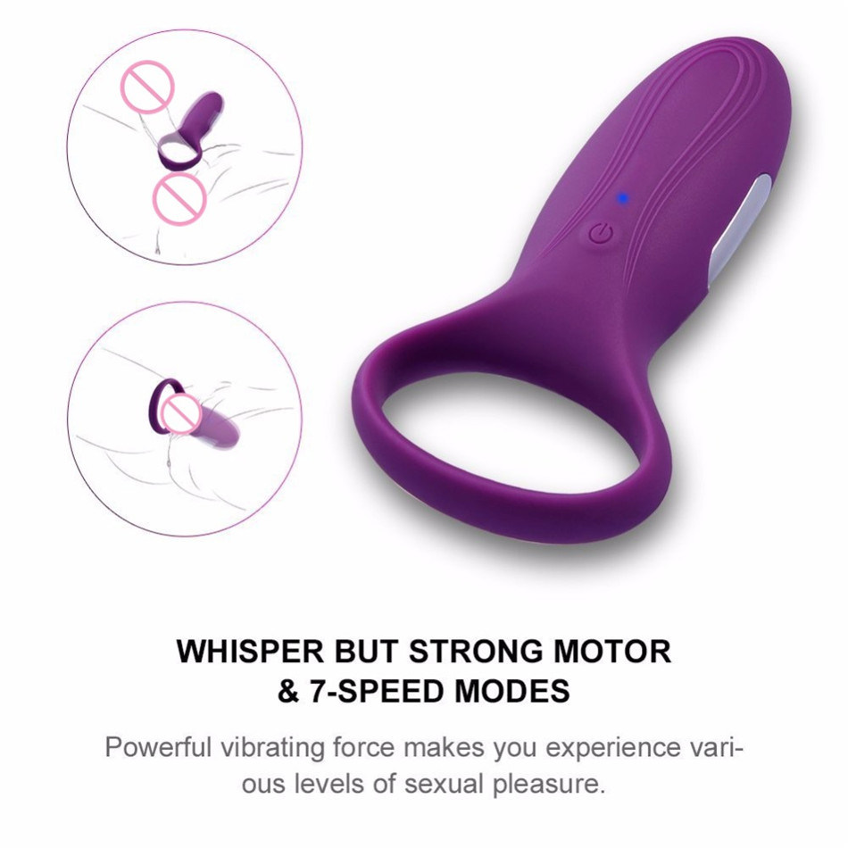 Luxury Rechargeable 7 Modes Strong Vibrating Cock Ring Waterproof Silicone Clitoral Bullets Sex Vibrator for Couple