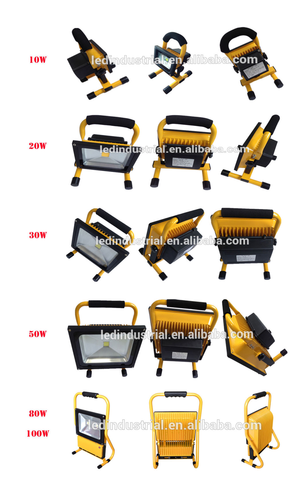 10W-200W Outdoor Portable Rechargeable LED Flood Light for Emergency