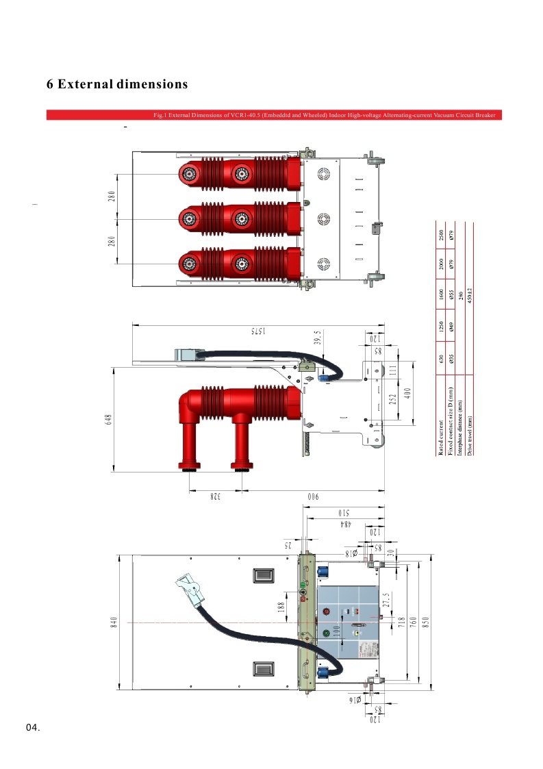 35kv Vacuum Circuit Breaker for Indoor High Voltage with Trolley Patent Ce (VCR1-40.5)