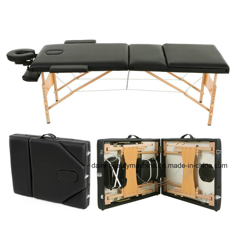 3 Section Synthetic Leather Portable Massage Table Facial Bed