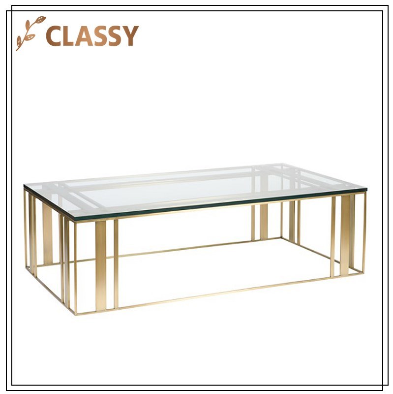 Tempering Glass Top Stainless Steel Frame Dining Table