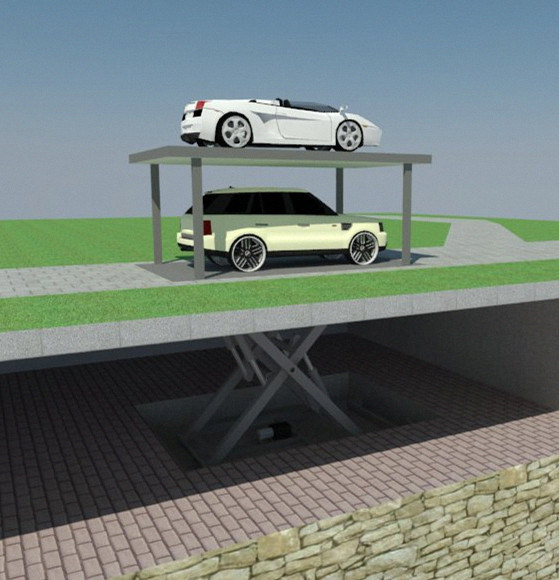 2 Car Parking Platform Scissor Type Underground Gagage Car Lift