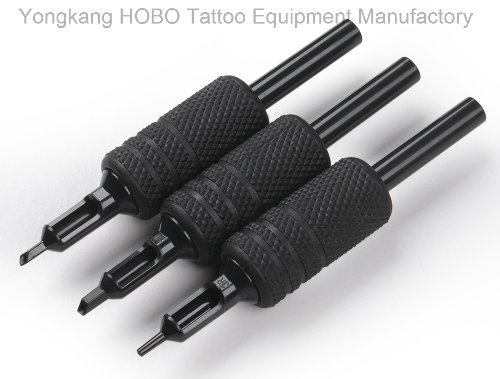 Top Quality 25mm Disposable Tattoo Black Silicone Rubber Grips with Black Tips