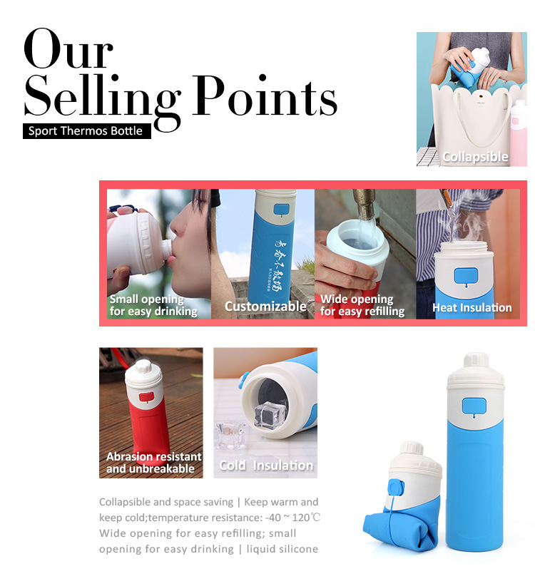 Customized Leakproof Safety Wide-Mouth Silicone Vacuum Flask with FDA Certificate