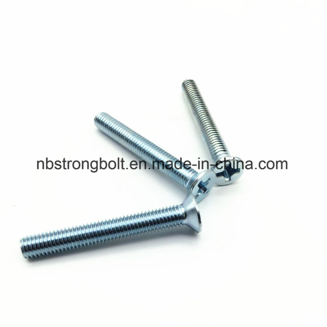 DIN965 pH Cross Recessed Countersunk Flat Head Screws, Machine Screws M8X60 with Zinc Plated