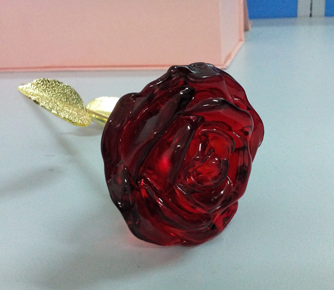 Crystal Glass Rose Craft for Gift