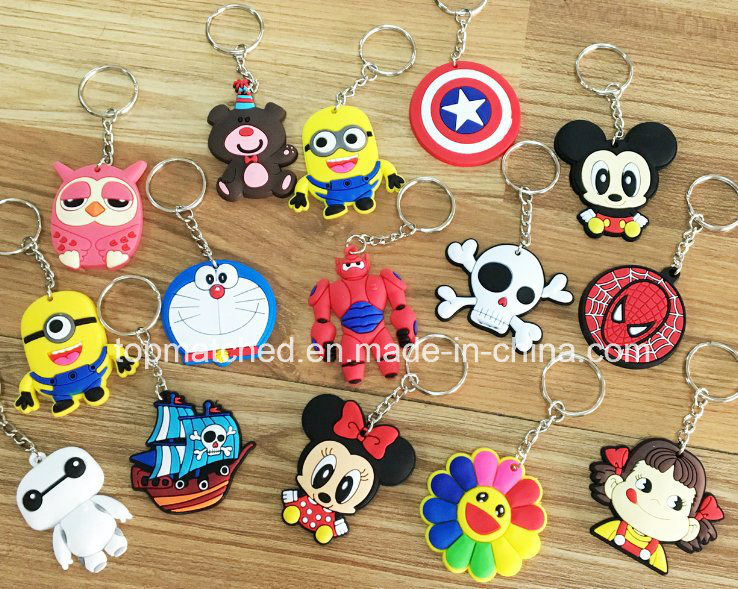 Custom Rubber Keychain, Cartoon Design Promotion Gift Silicone Keychain