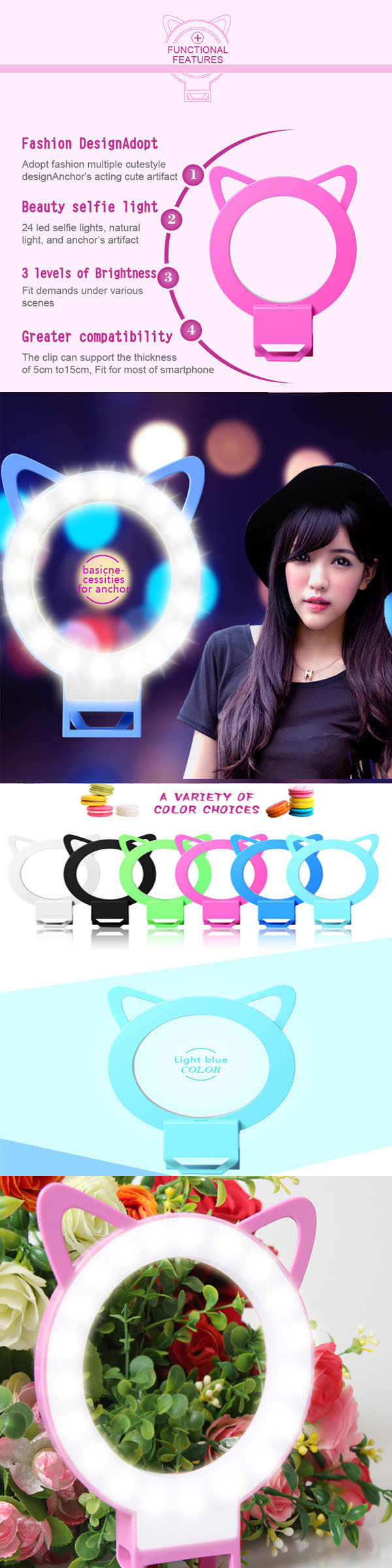 Selfie Portable LED Ring Flash Light Night Shot Light for Phone