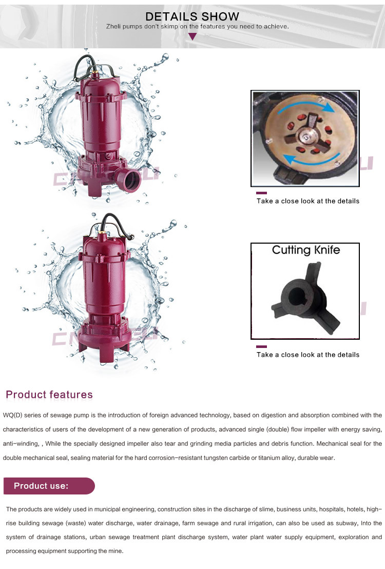 2inch Submersible Sewage Cutter Pump Drainage Sewage Pump