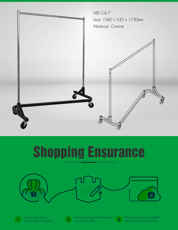 Single Collapsible Rolling Garment Rack Clothes Display Rack
