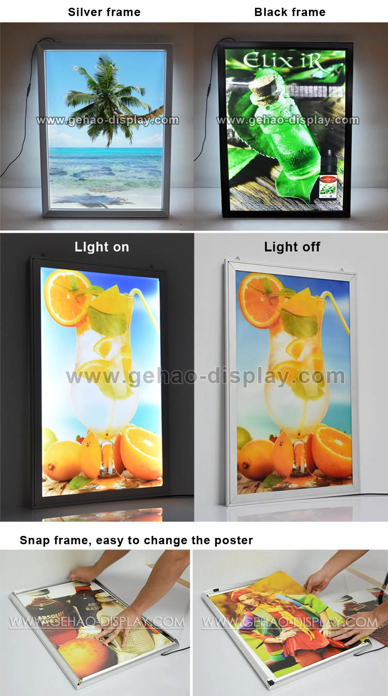 Aluminum Snap Frame Acrylic Panel Advertising Slim LED Light Box