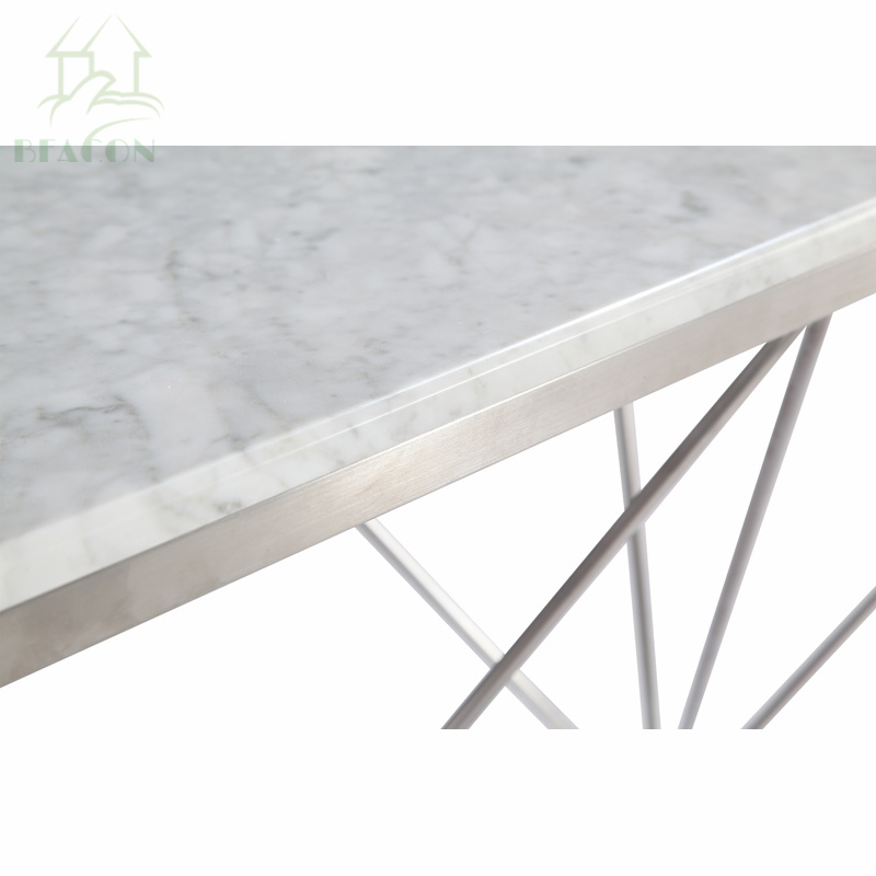 Square Marble Top Dining Table with Stainless Steel Legs