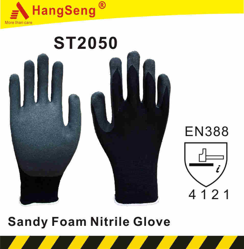 Supershield Sandy Foam Nitrile Glove for Industrial Use (ST2050)