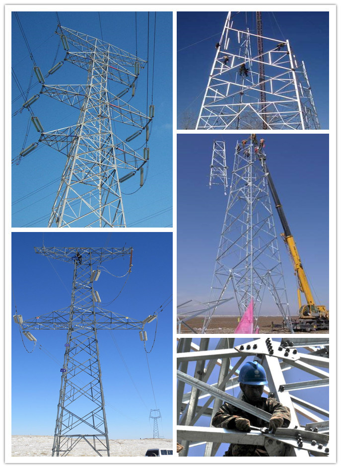 Self Supporting Four Legged 500kv Transmission Line Angle Steel Tower