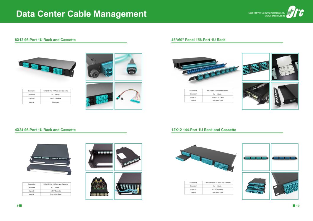 Data Center/Rack/ 96f 1u Rack with 4sets MPO-LC Cassettes