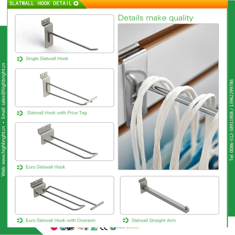 Slatwall Chrome Display Hooks for Supermarket