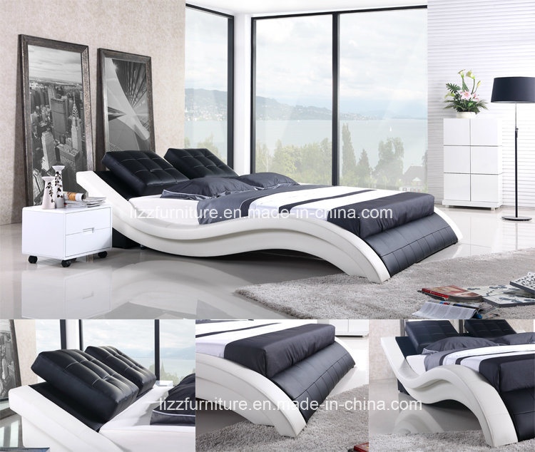 Adjustable Headrest Italy Leather King Size Bed