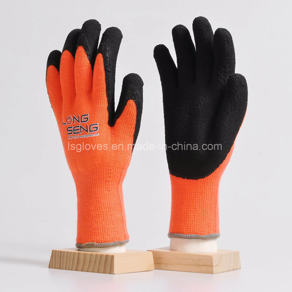 Black Latex Foam Palm Coated Labor Safety Work Rubber Cold Prevention Hand Gloves for Winter