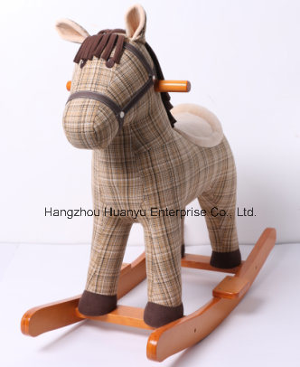 Wooden & Plush Rocking Horse-Vintage Style