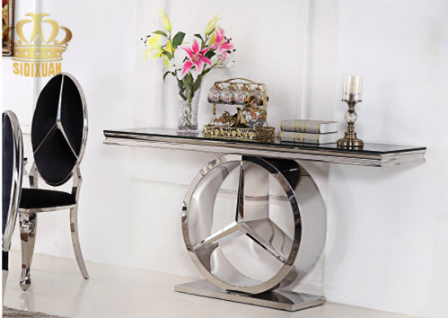 Stainless Steel Furniture Square Modern Design Glass Top Center Table