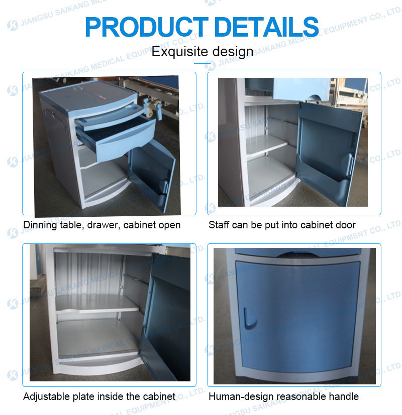 Sks002 Hospital Furniture ABS Bedside Cabinet Without Wheels