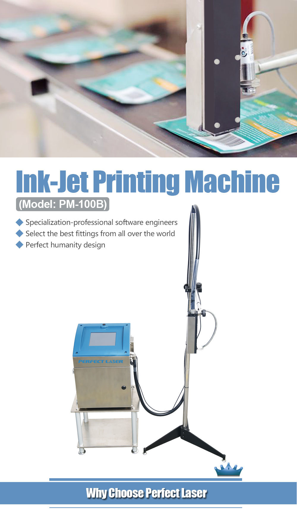 Continuous Barcode Label Packaging Inkjet Printing Machine with Ce
