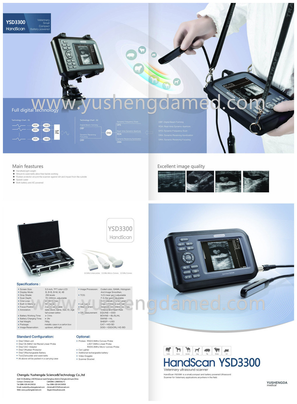 Hottest Medical Equipment Ultrasonic Diagnosis Scanner Plam-Mode Veterinary Ultrasound