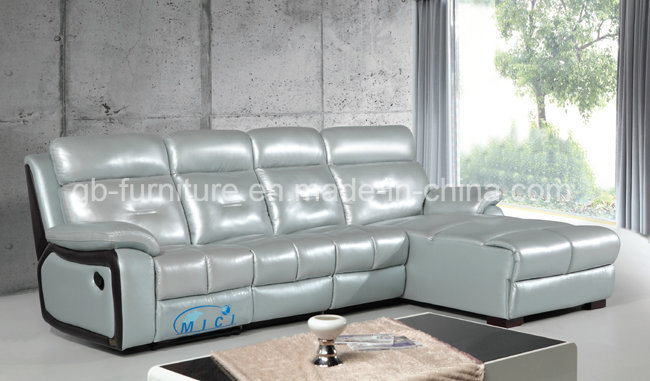Gray Leather L Shaped Leather Sofa Corner Recliner Sofa 6041L