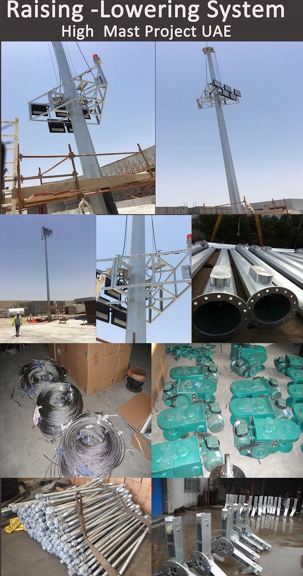 40m Steel Galvanized High Mast Used on Stadium