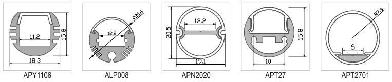 Apt27 Tube/ Round 270 Degree 160lm/W Warm White PC Cover LED Aluminum Proflie for LED Ceiling Lighting