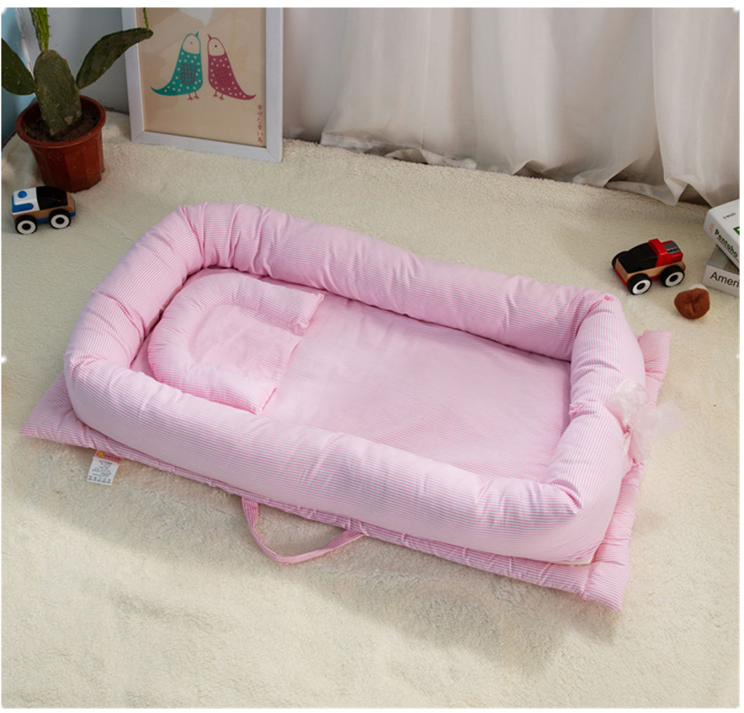 Pink Portable Infant Baby Crib Mattress Kids Travel Crib Bed