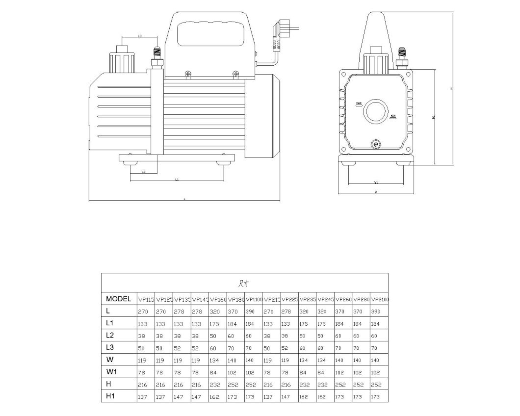 Single Stage Vacuum Pump High Efficiency Oil Lubricated Rotary Vane Vacuum Pump