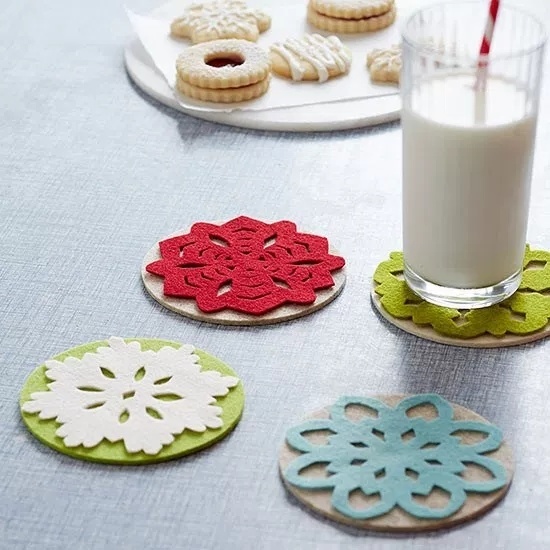 Flower Shape Felt Coasters with Logo