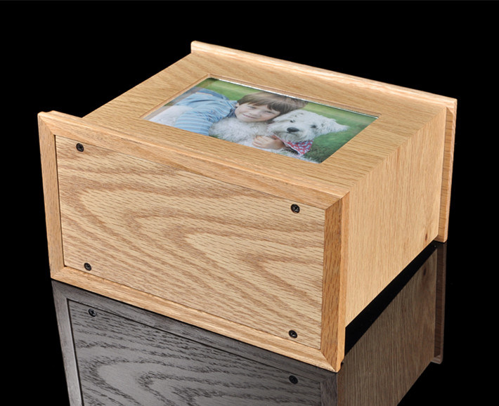 Beech Wooden Dog Urn with Picture Frame