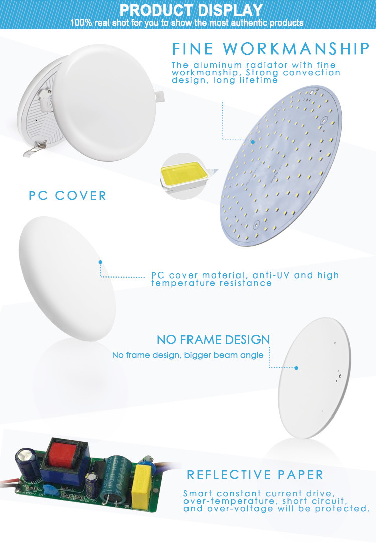 China Factory Price LED Panel Light Small LED Round Recessed Light Ceiling Light Downlight 9W 18W 24W 36W