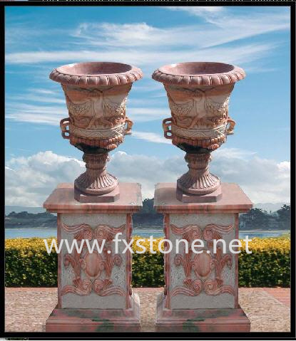 Hand Carved Marble Flower Pot for Garden Decoration