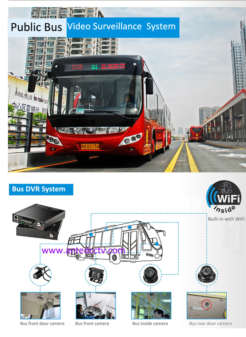 School/ Coach Bus Security Solution with 1080P Camera and Mobile DVR WiFi GPS 3G 4G