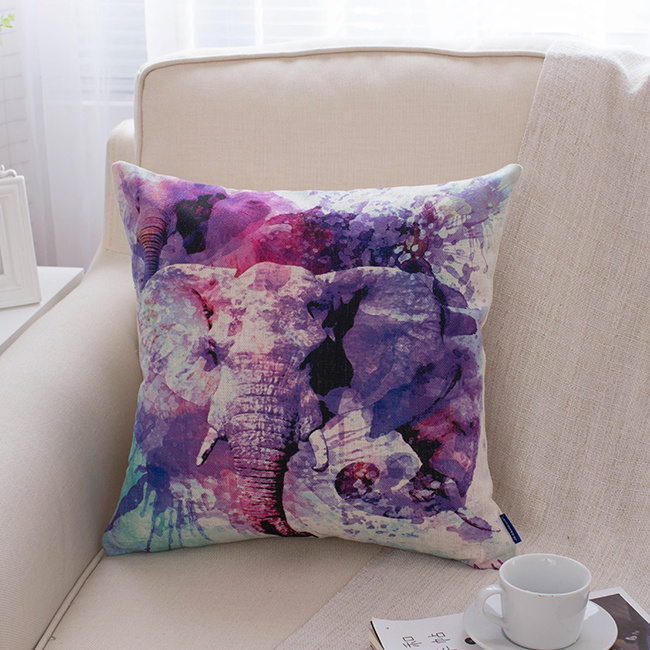 Home Decorative Cotton Linen Printed Throw Pillow Case Without Stuffing (35C0009)