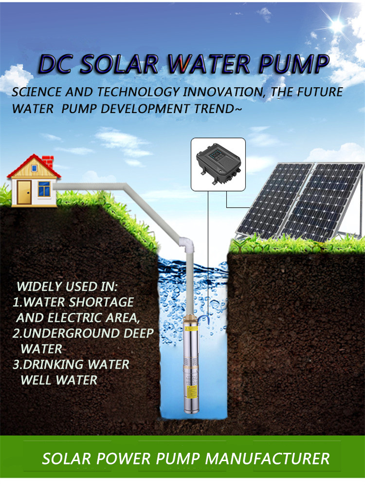 Non-Clogging Garden Agricultural Well Reservoirs DC AC Submersible Solar Powered Water Pump