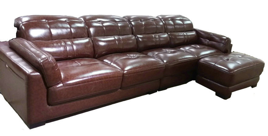 L Shape Genuine Leather Sofa for Office Furniture (B. 909)