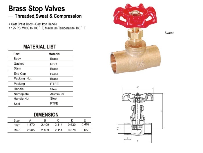 Brass Solder Stop Valve